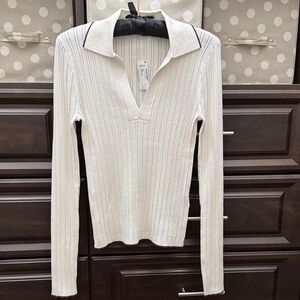 Madewell Elegant Cream Ribbed Women's Top
